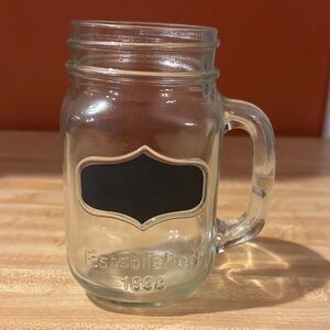Clear Glass Mason Jar Mug with Black Label